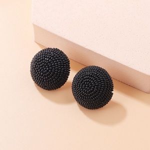 Black Beaded Stud Earrings